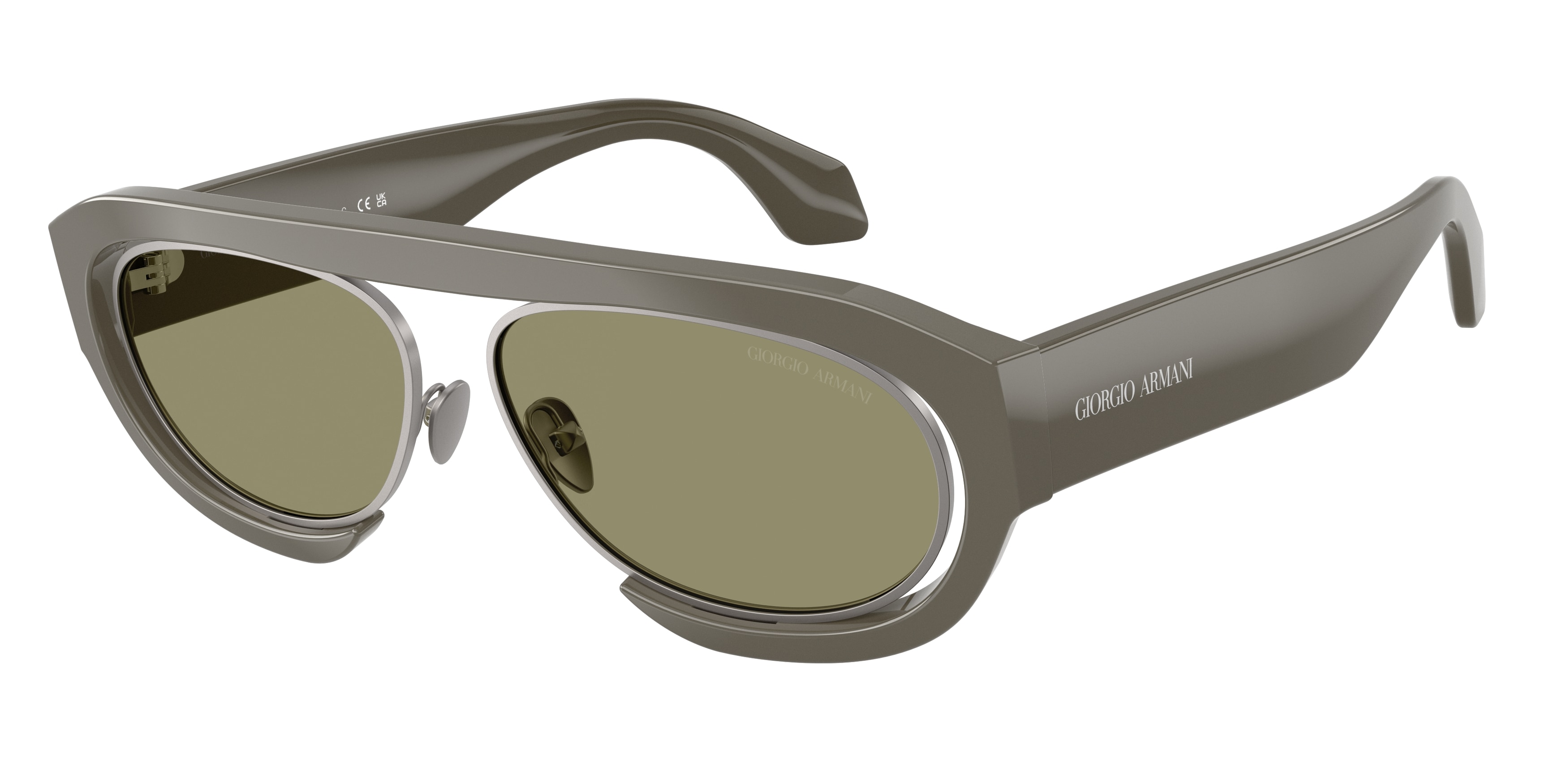 Giorgio Armani Herren AR8239 62422A Sonnenbrillen Acetat Grau GrüN Rund Normal-image